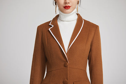Brown Wool Coat - Long Single Breasted Elegant Winter Coat 2253
