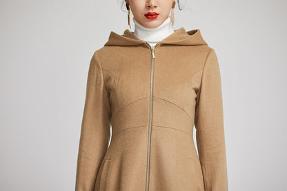 Brown Wool Long Coat - Fitted Winter Coat with Pockets 2255