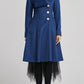 wool long coat for women with single breasted and pockets 2256