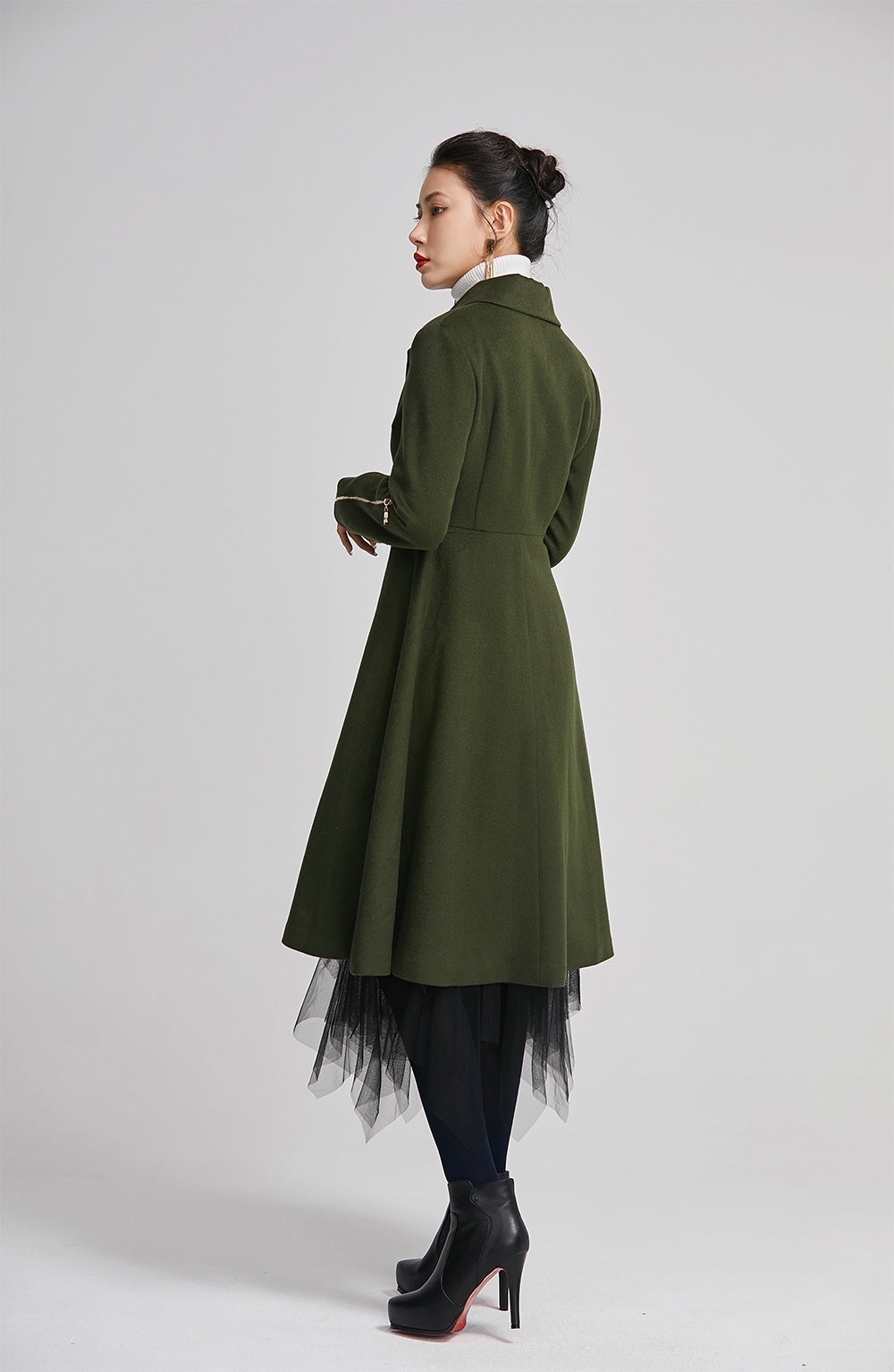 Long olive green hot sale winter coat