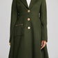 handmade dark green winter coat with single breasted for women 2257