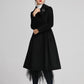 winter black women coat with double breasted and pockets 2258