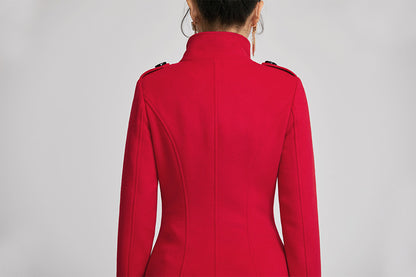 Vintage Inspired Red Wool Coat – Warm Double Breasted Winter Jacket 2262
