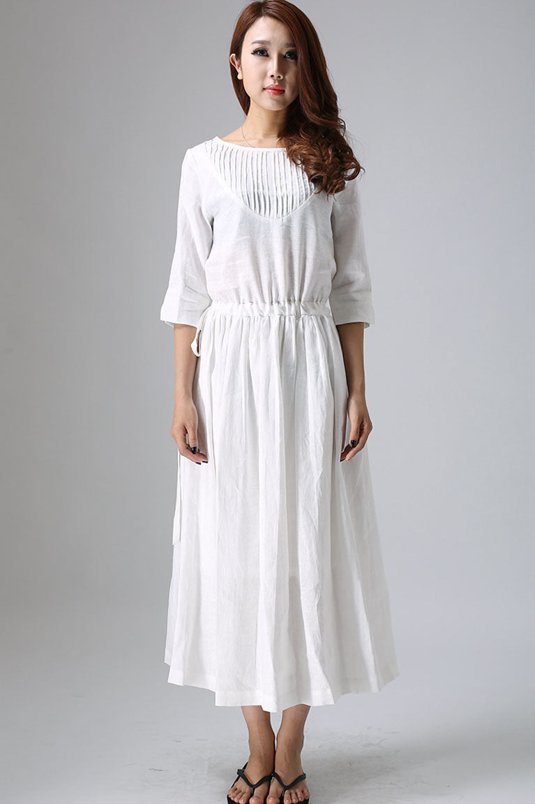 womne's long White maxi dress 0803# – Xiaolizi