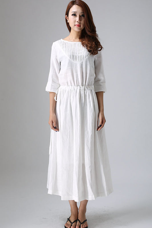 womne's long White maxi dress 0803#