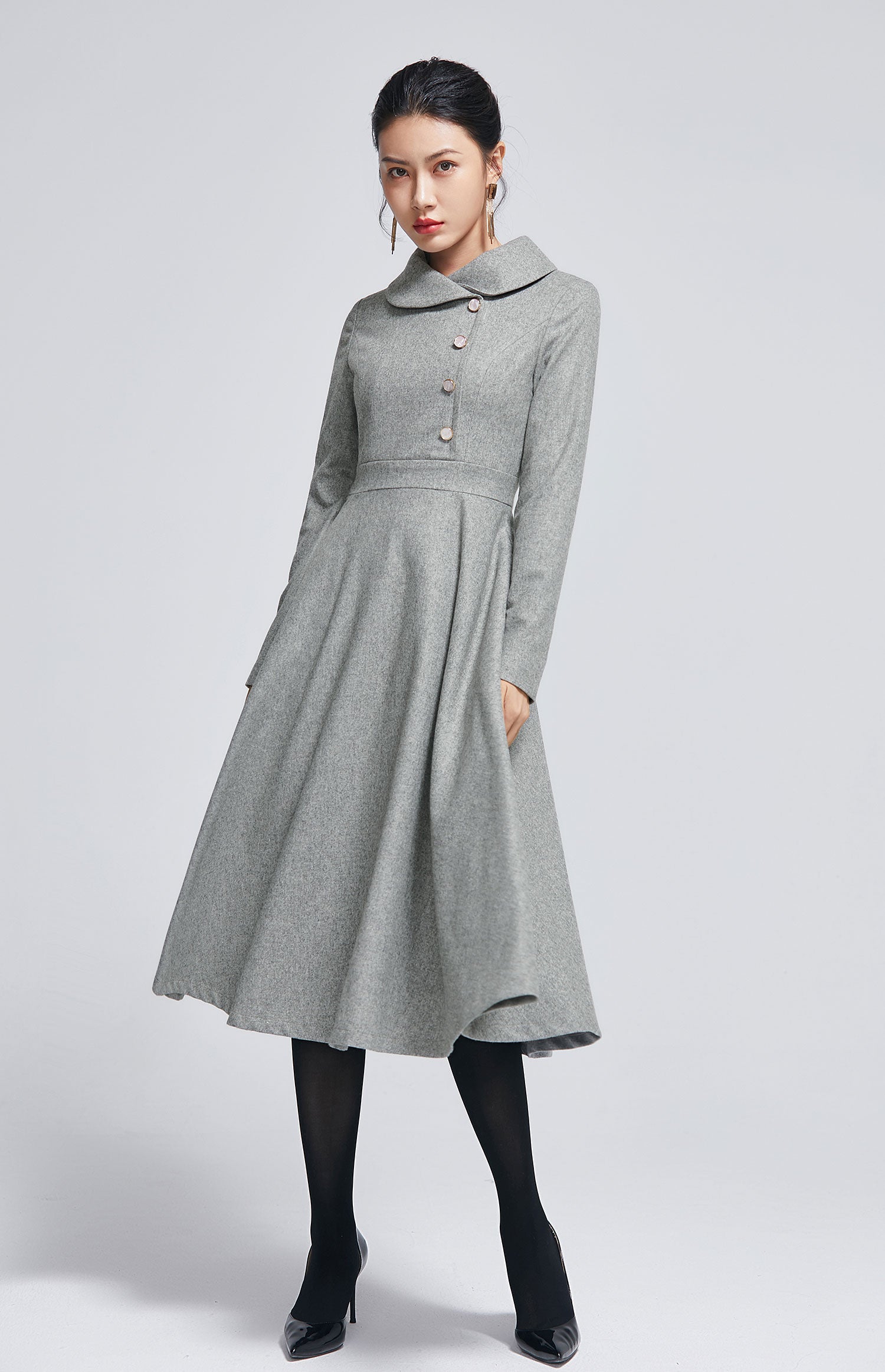 How To Wear In Winter Dresses At Fashion World Handmade Wool Blend Dress Elegant Light Gray How To Wear In Winter Dresses At Fashion World Handmade Wool Blend Dress Elegant Light Gray