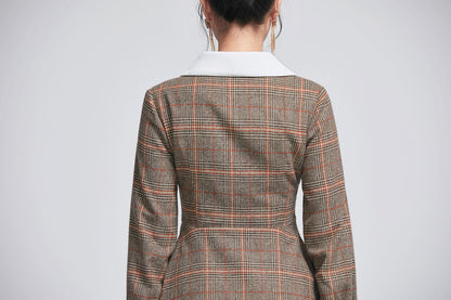 long sleeve flared wool dress 2271#