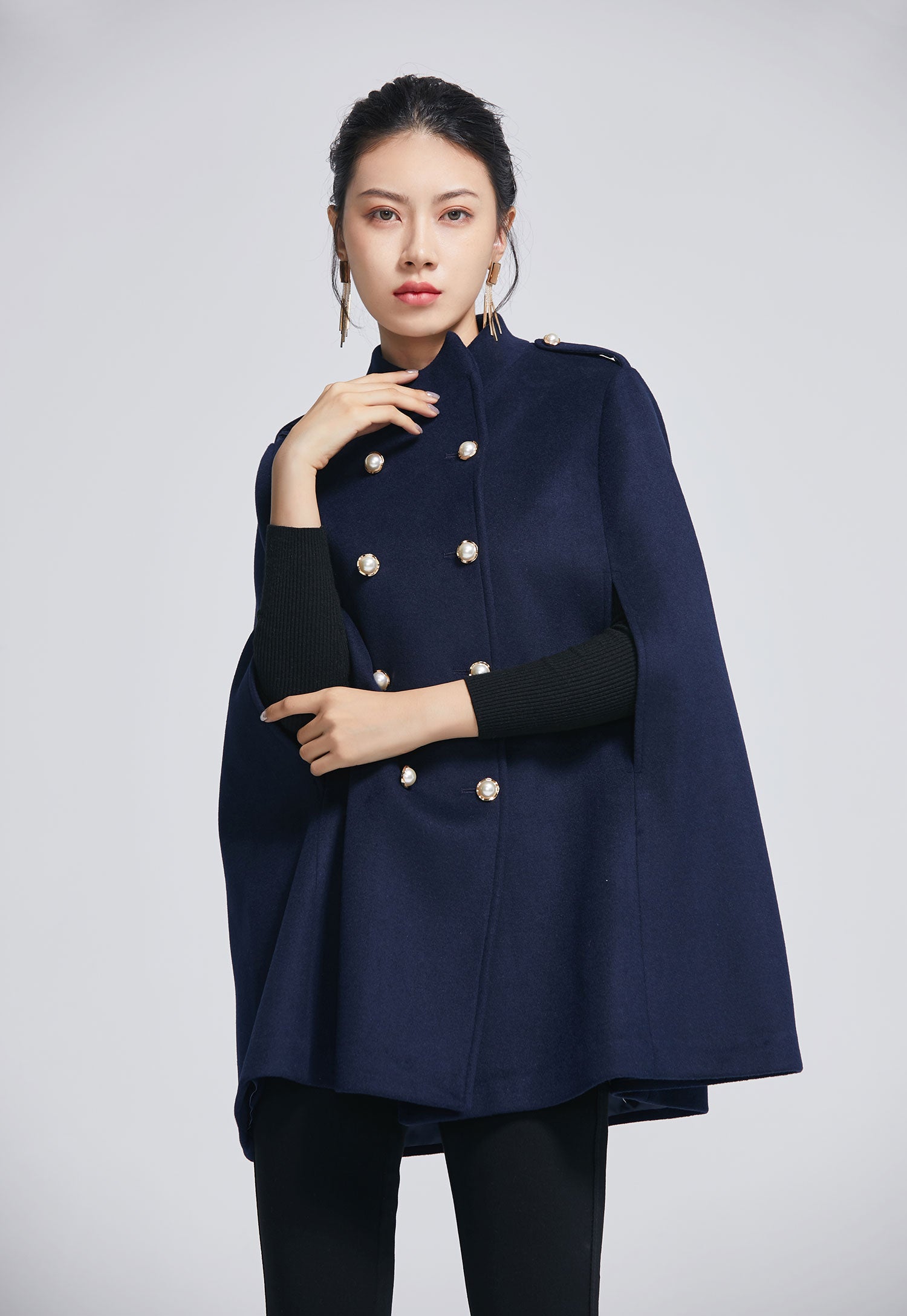 Double breasted wool cape coat 2279