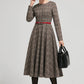 long sleeves Plaid Wool dress vintage 2293