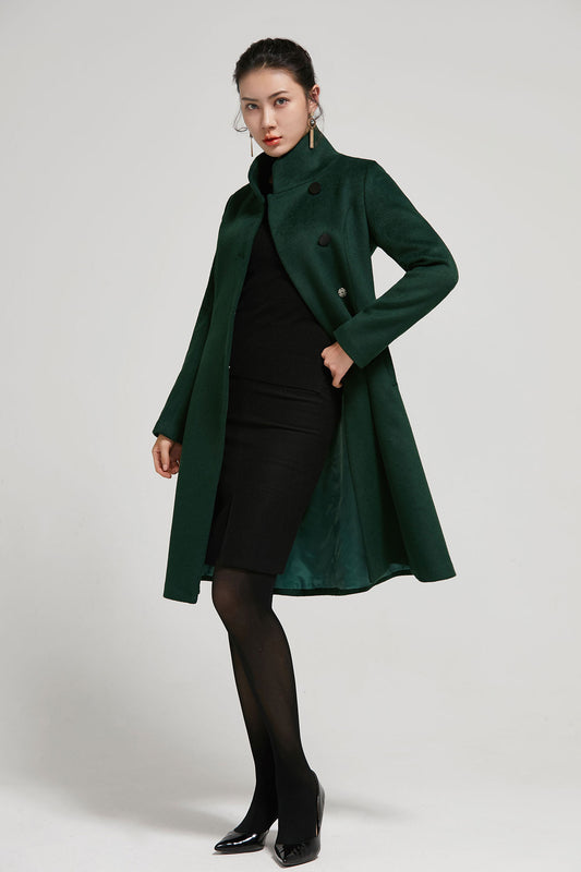 Vintage Inspired Emerald Green Winter coat women 2313