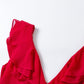 Women Summer V Neck Maxi Swing Chiffon Split Dress 2852