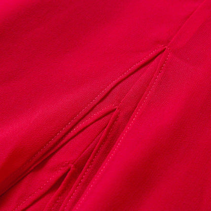 Red Chiffon Maxi Dress - V Neck with Ruffle Detail 2852
