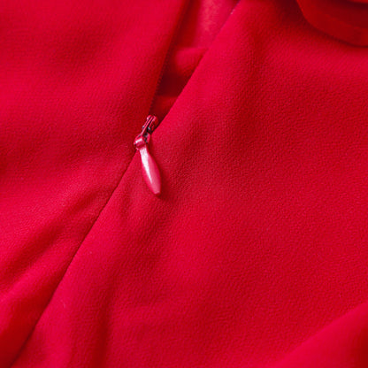 Red Chiffon Maxi Dress - V Neck with Ruffle Detail 2852
