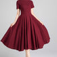 Swing fit and flare dress in burgundy 2336#