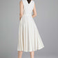 50s sleeveless swing little white dress 2348#
