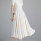 women's fit and flare linen wedding dress in white 2338#