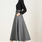 Women A-Line Wool Maxi Skirt 2428#