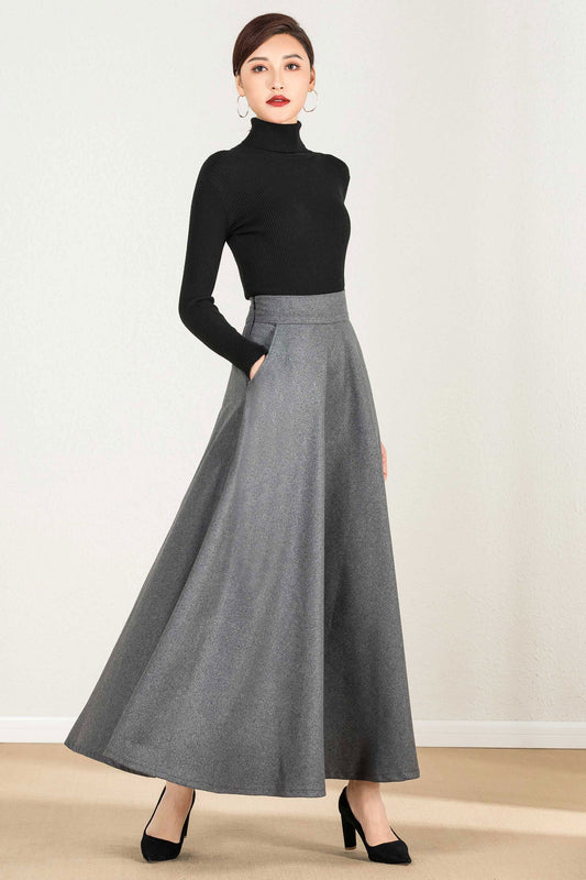 1950s Elastic Waist Wool Skirt 2437#