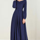 Vintage Inspired Blue fit and flare wool dress 2430