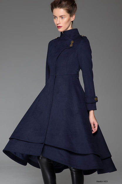Blue long winter coat