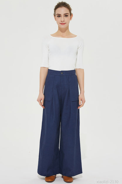 blue linen pant