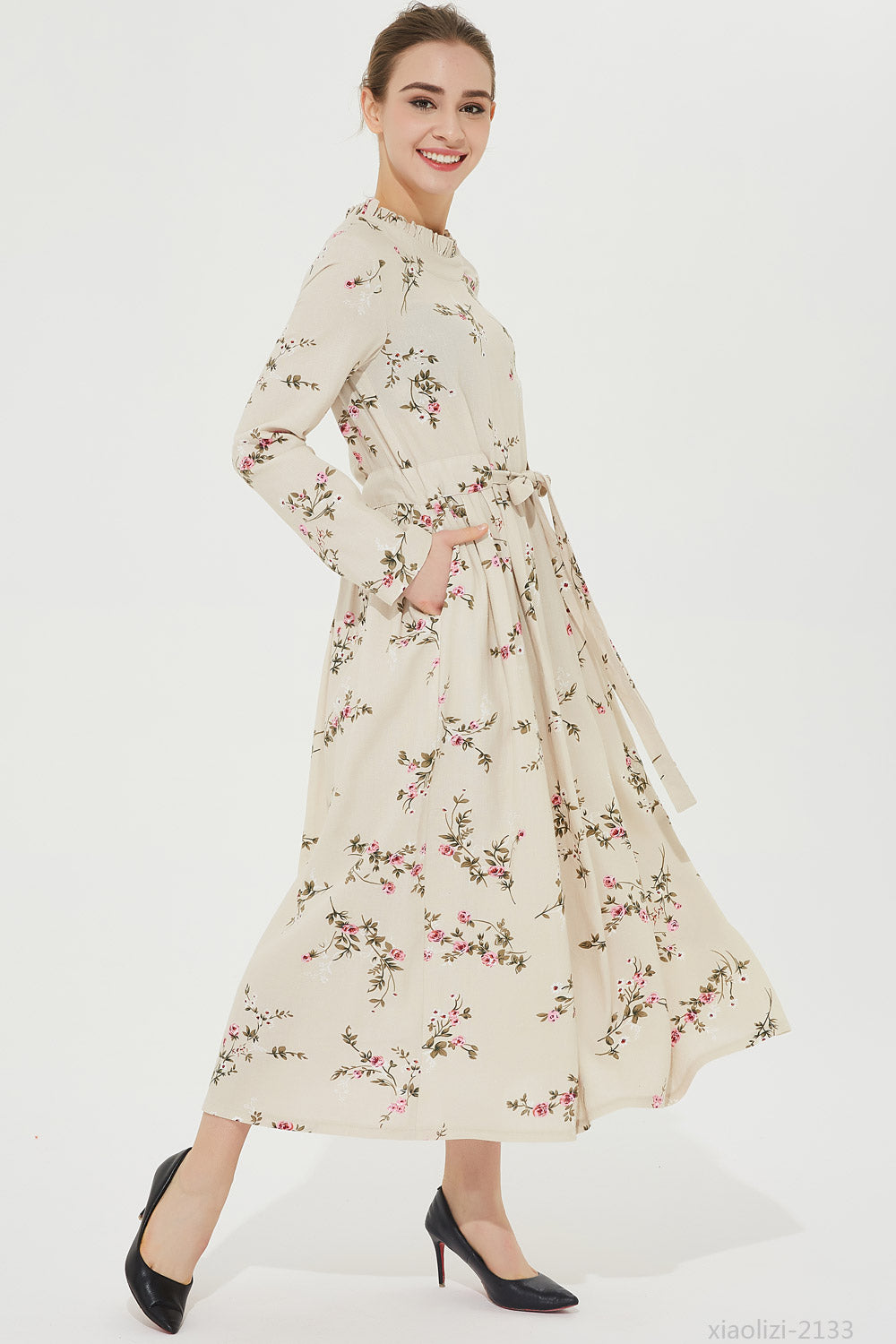 floral linen dress