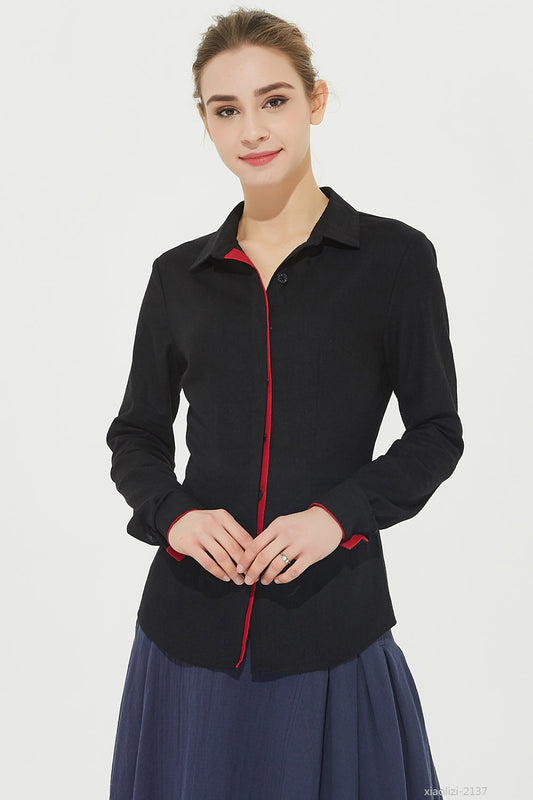 black linen shirt