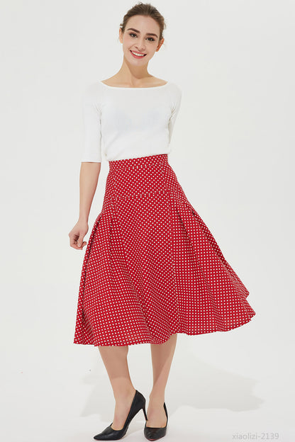 red polka dot skirt