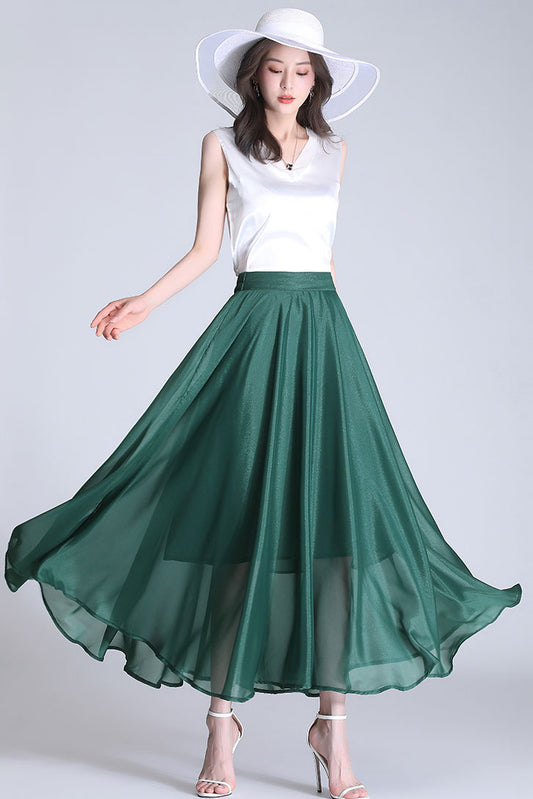 A-Line Chiffon Maxi Skirt 3492