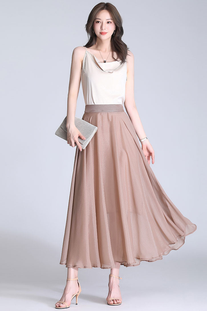 A-Line Chiffon Maxi Skirt 3492