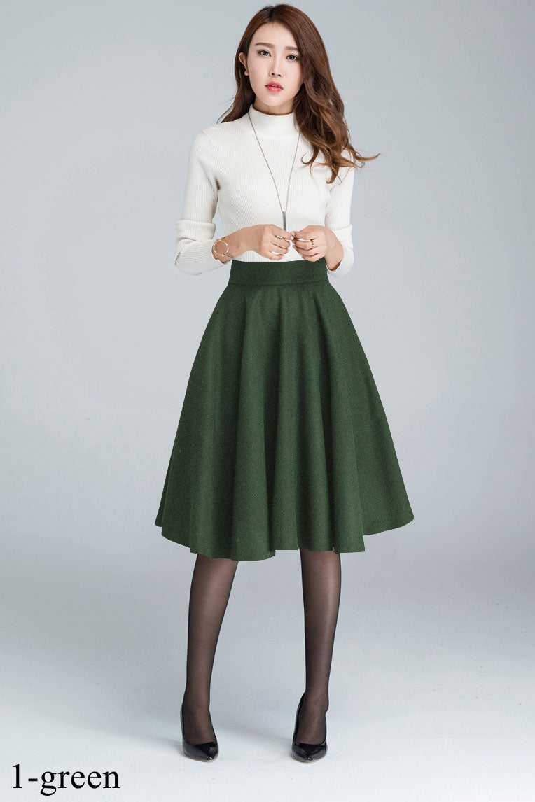 Hight waisted A line wool circle skirt for winter 1633# – XiaoLizi