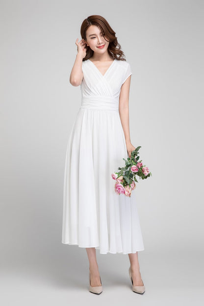 White empire waist fit and flare dress 1877