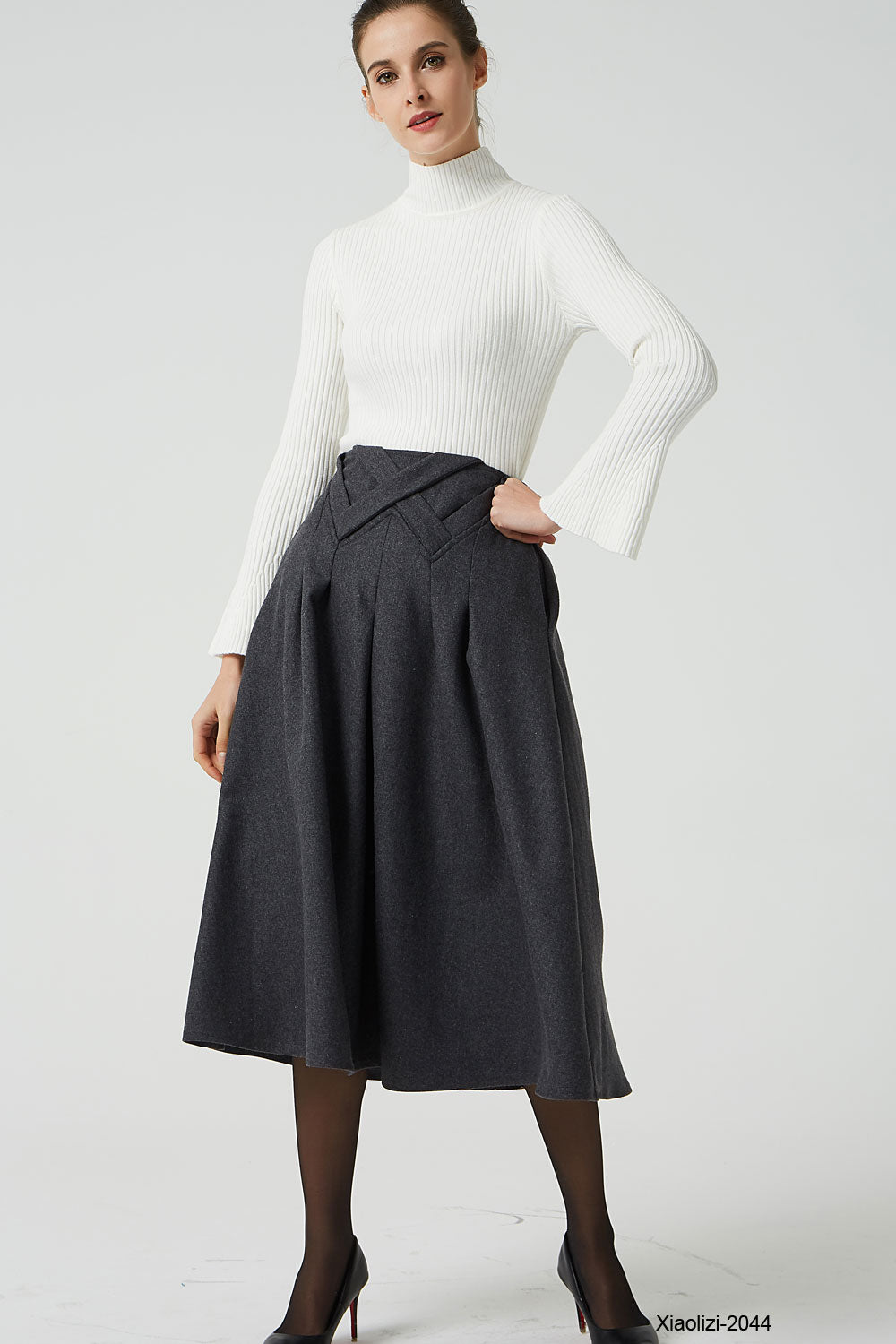 Grey midi clearance skirt with pockets