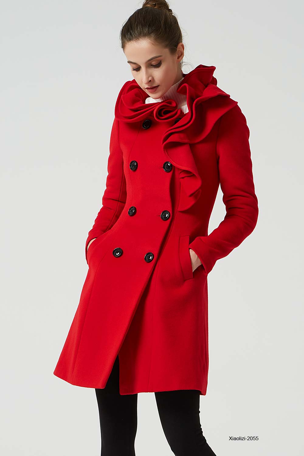 red winter dress coat womens Coat Vintage Outfit Winter Red Vintage Women's Winter Coat With Faux Fur "Martha"