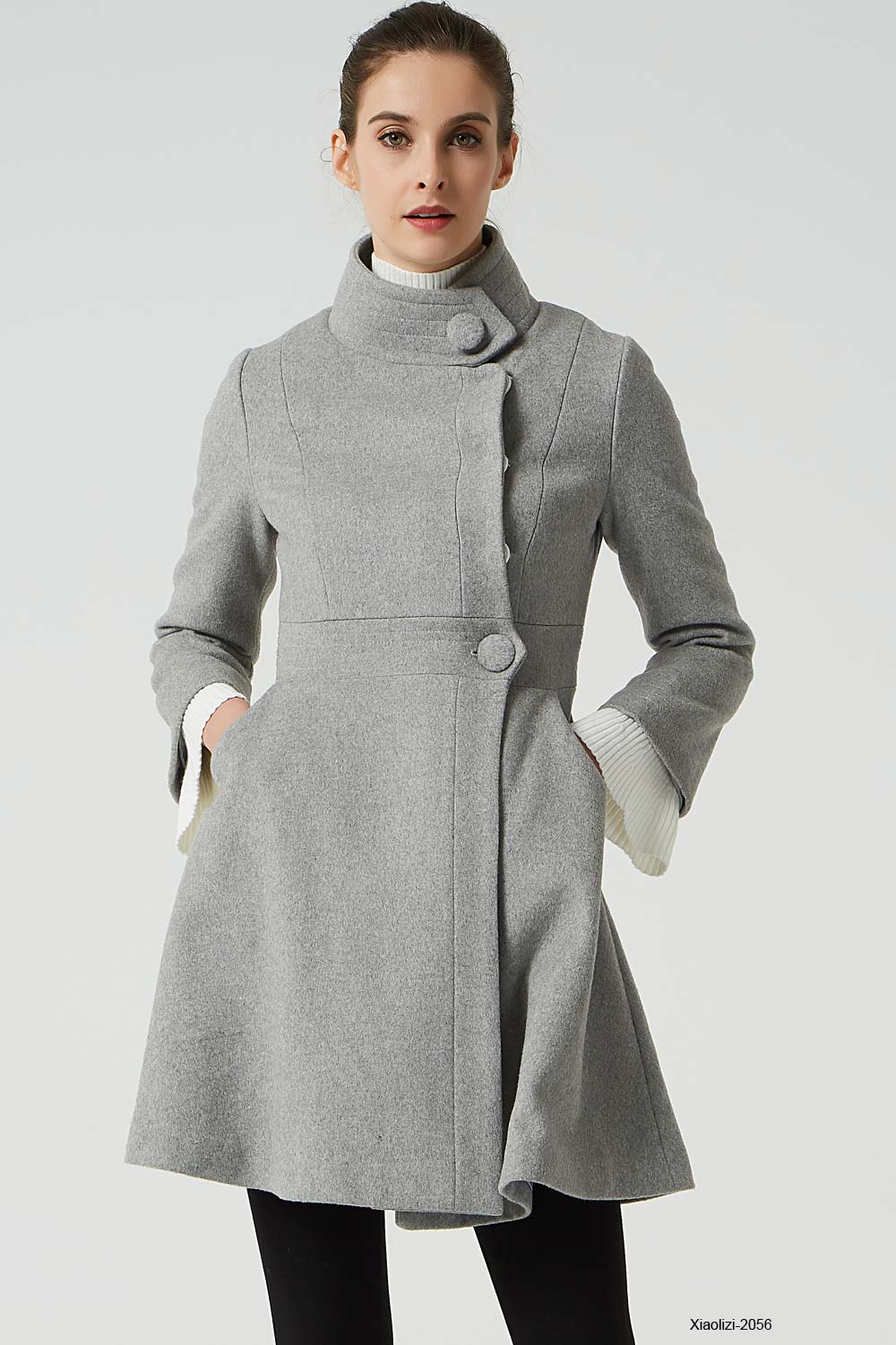 light gray wool coat, womens short winter coat 2056 – XiaoLizi