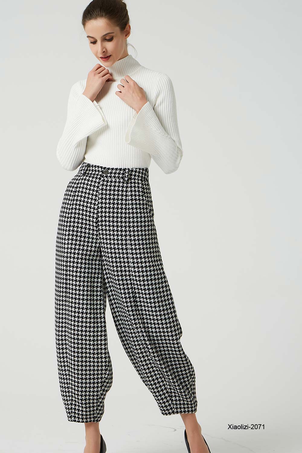 black and white wool pants, loose fitting baggy pants 2071# – XiaoLizi