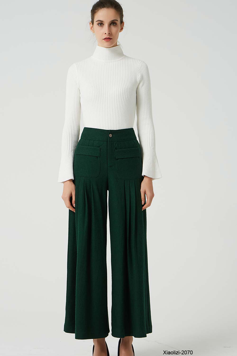 fitted wool pant