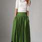 Forest Green long pleated swing skirt 1037#