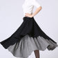 Black Layered wool skirt with Asymmetrical Hemline Skirt 1067#