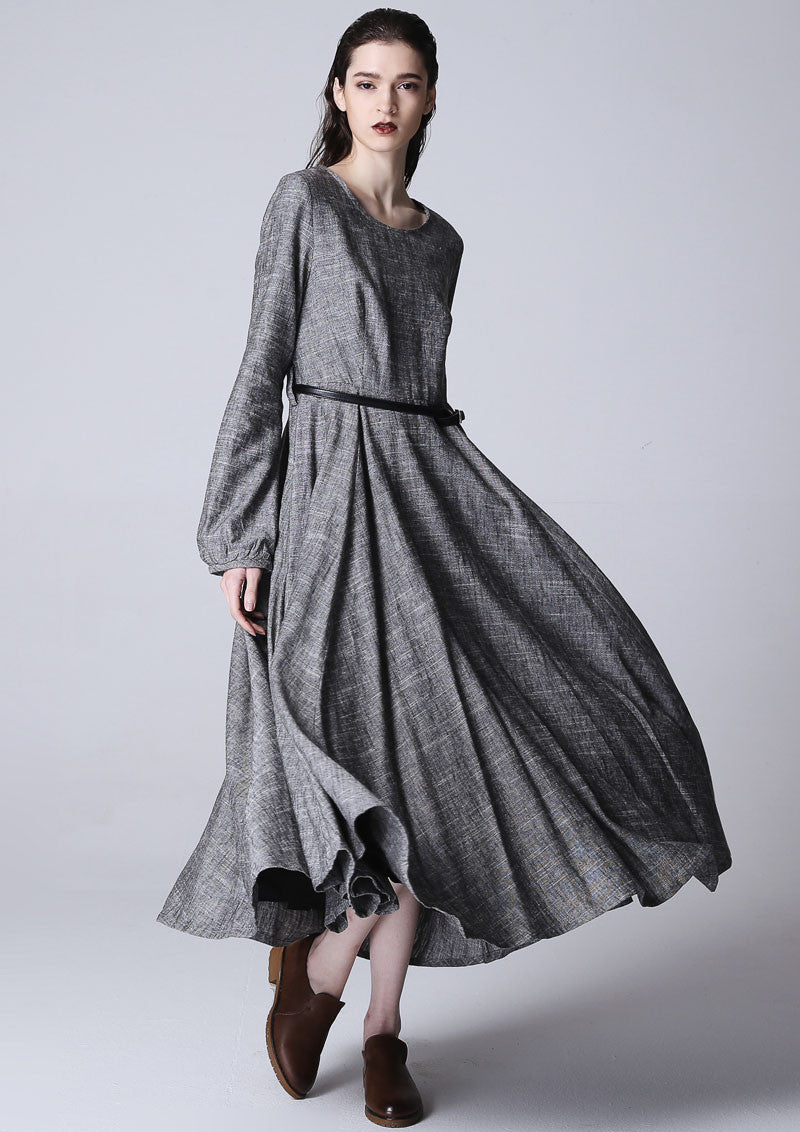 Maxi linen dress gray dress women long dress (1167) Xiaolizi Maxi linen dress gray dress women long dress (1167) Xiaolizi