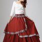 Red long maxi skirt for women 0818#