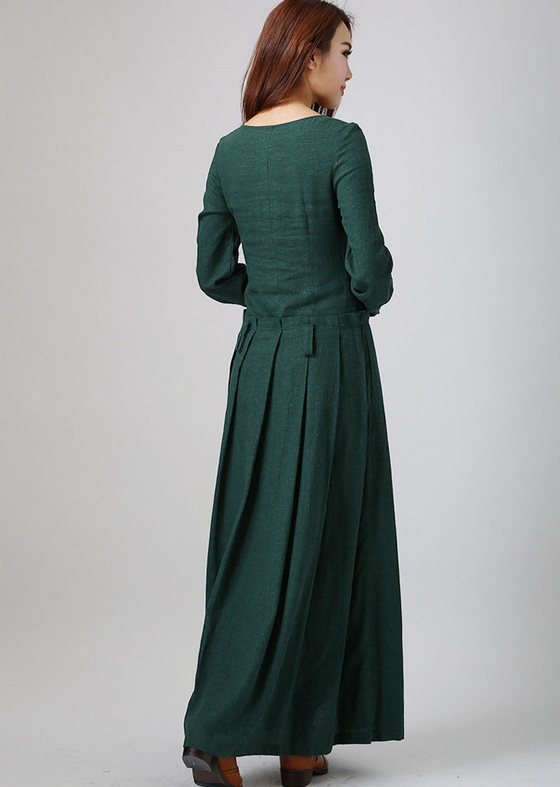 maxi long sleeve linen dress Linen Maxi Dress GISELLE