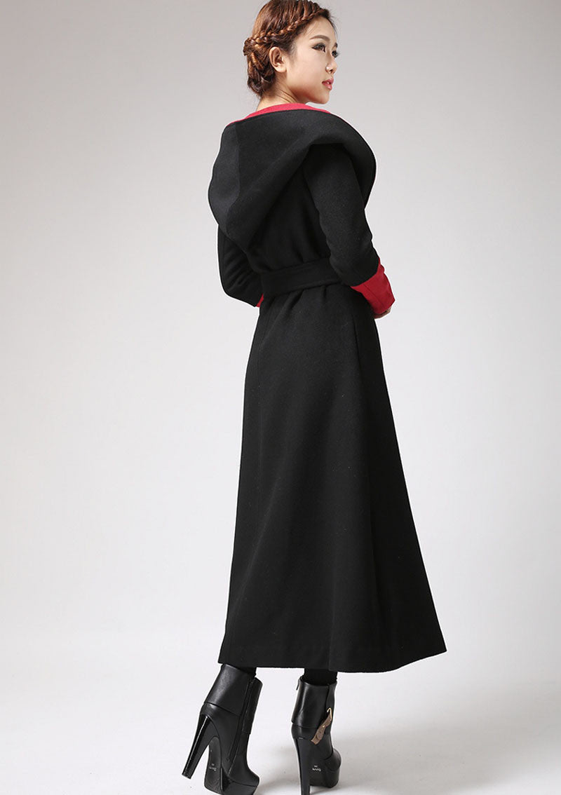 Winter Long Maxi Warm wool coat with Large Hood 0700#
