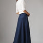 Blue maix long skirt with big pockets detail 1036#