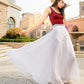 Swing maxi skirt in White 0944#
