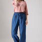 Loose cuffed Linen pants for  womens 853