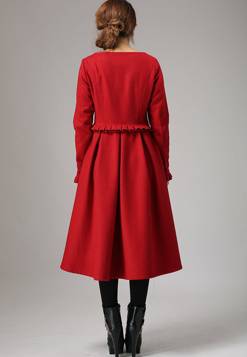 Red wool dress winter dress maxi dress (741) - XS(0) / Black Red wool dress winter dress maxi dress (741) - XS(0) / Black