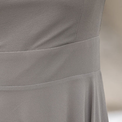 Grey Chiffon Maxi Dress - Vintage Swing with Fitted Waistband 2720