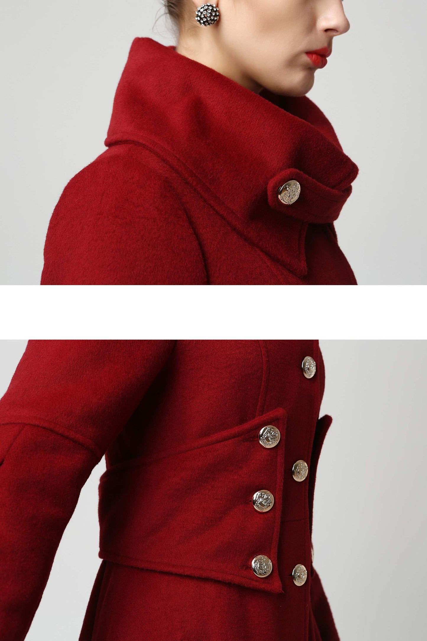 Military wool Coat for women, Elegant maxi long coat 1118#
