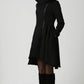 Black Winter Hooded Wool Coat 1121#